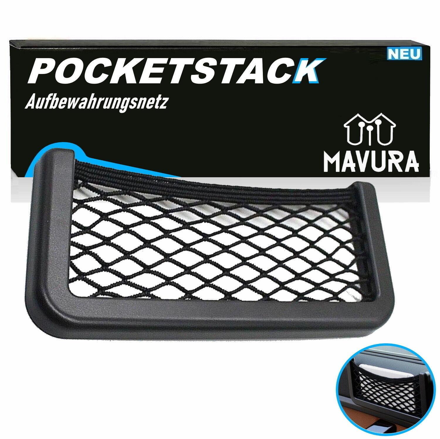 POCKETSTACK Ablagefach Aufbewahrungsnetz Netztasche Auto KFZ selbstklebend