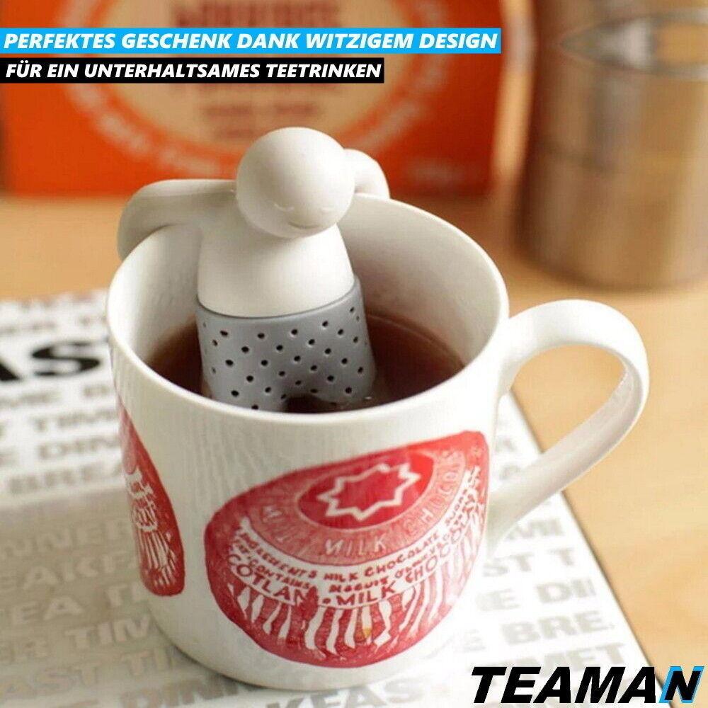 TEAMAN Teesieb Teeei Silikon Teefilter Teemännchen Teekugel Teenetz grau