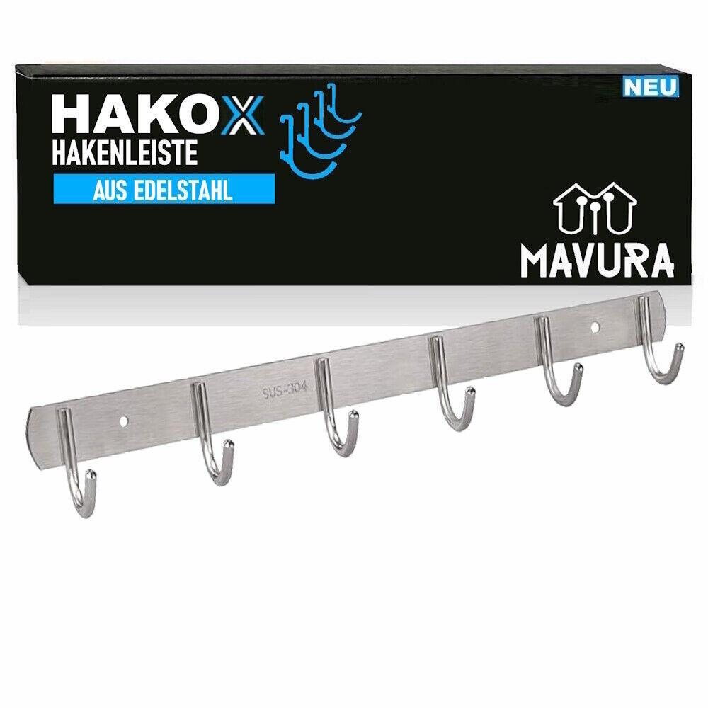 HAKOX Hakenleiste Garderobenhaken Kleiderhaken Garderobenleiste Edelstahl 6Haken