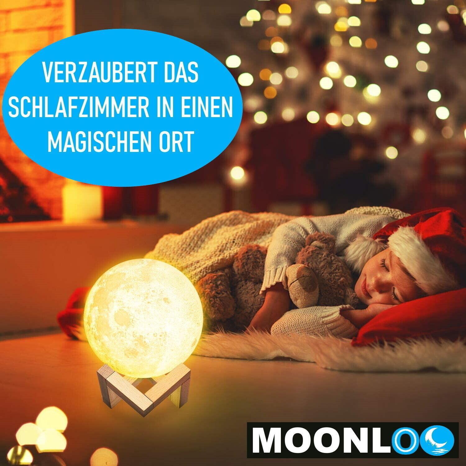 MOONLOO Mondlicht Mondlampe 3D LED Moon Light Nachtlicht Souch Sensor Nachtlampe