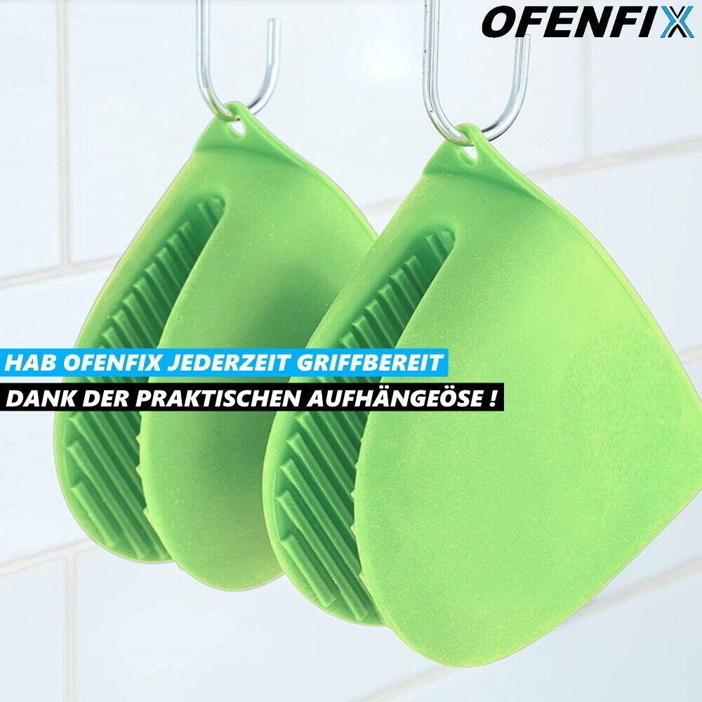 OFENFIX Ofenhandschuhe Topflappen Topfhandschuhe Kochhandschuhe Silikon [2 Stk]
