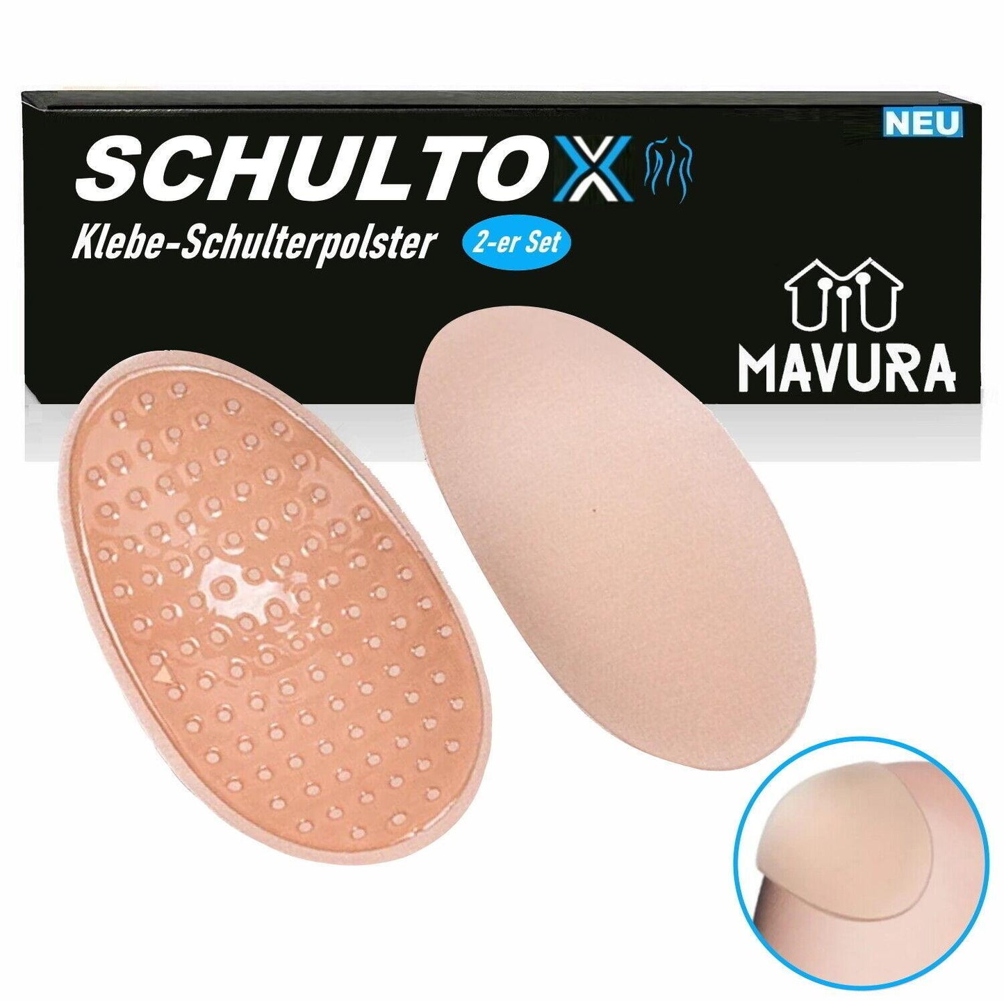 SCHULTOX Schulterpolster Set selbsthaftend selbstklebend Silikon rutschfest