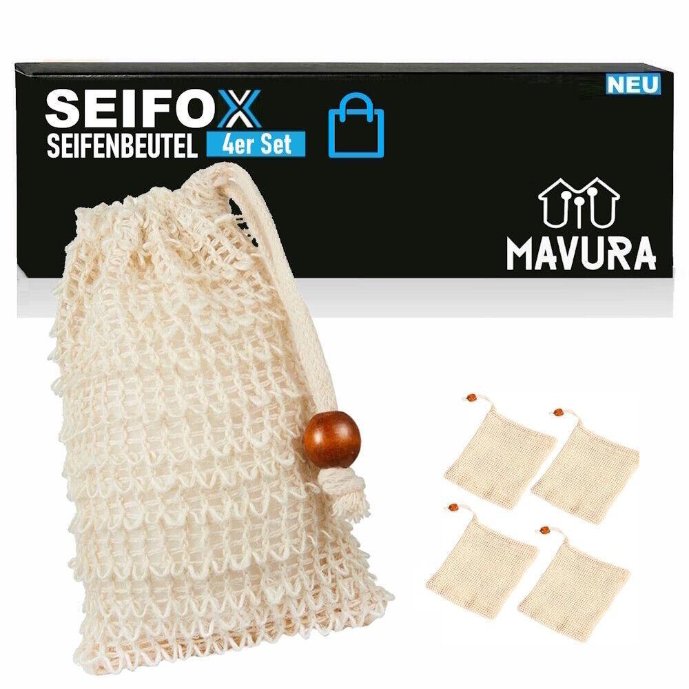 SEIFOX Seifenbeutel Seifensäckchen Seifennetz Seifensack Peeling-Schwamm Netz 4x