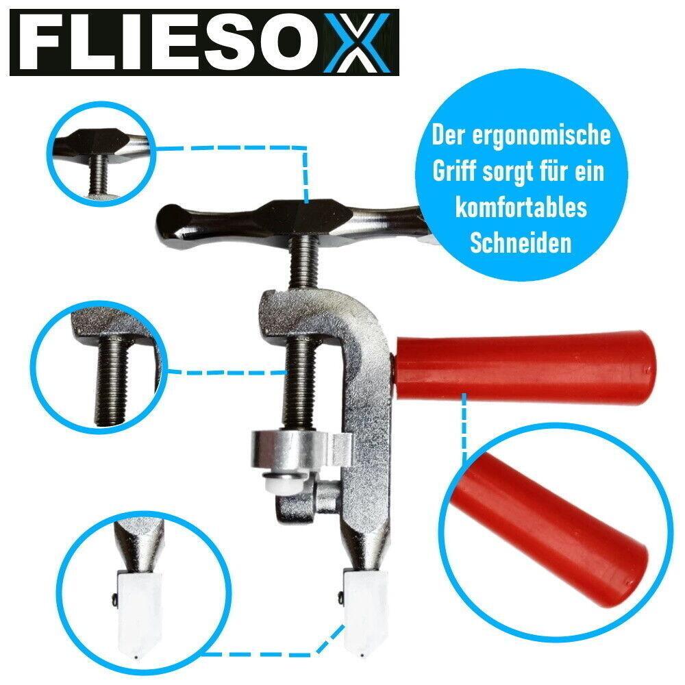 FLIESOX 2in1 Fliesenschneider Glasschneider Profi Handfliesenschneider Keramik