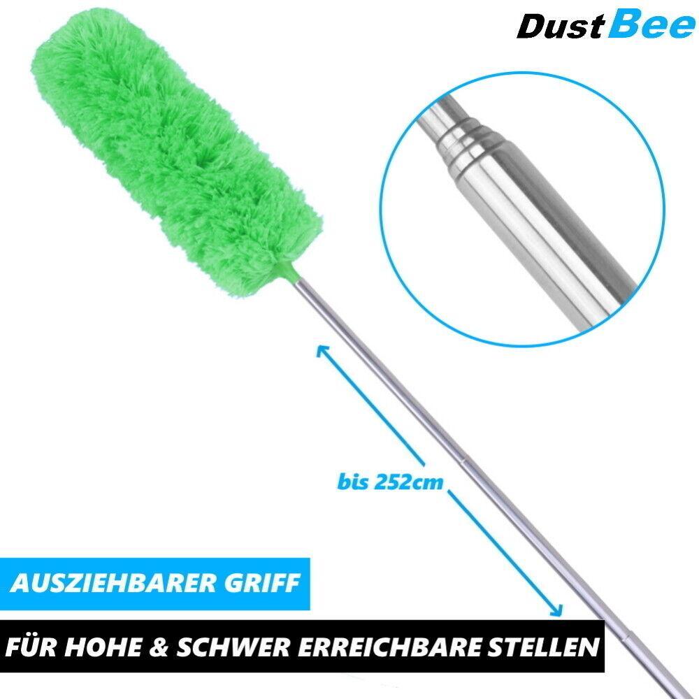 DUSTBEE XXL Teleskop Staubwedel Mikrofaser waschbar 252cm lang ausziehbar