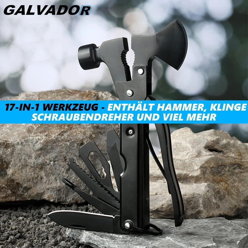 GALVADOR Multifunktionswerkzeug Axt Hammer Zange Multitool Taschenmesser 17in1