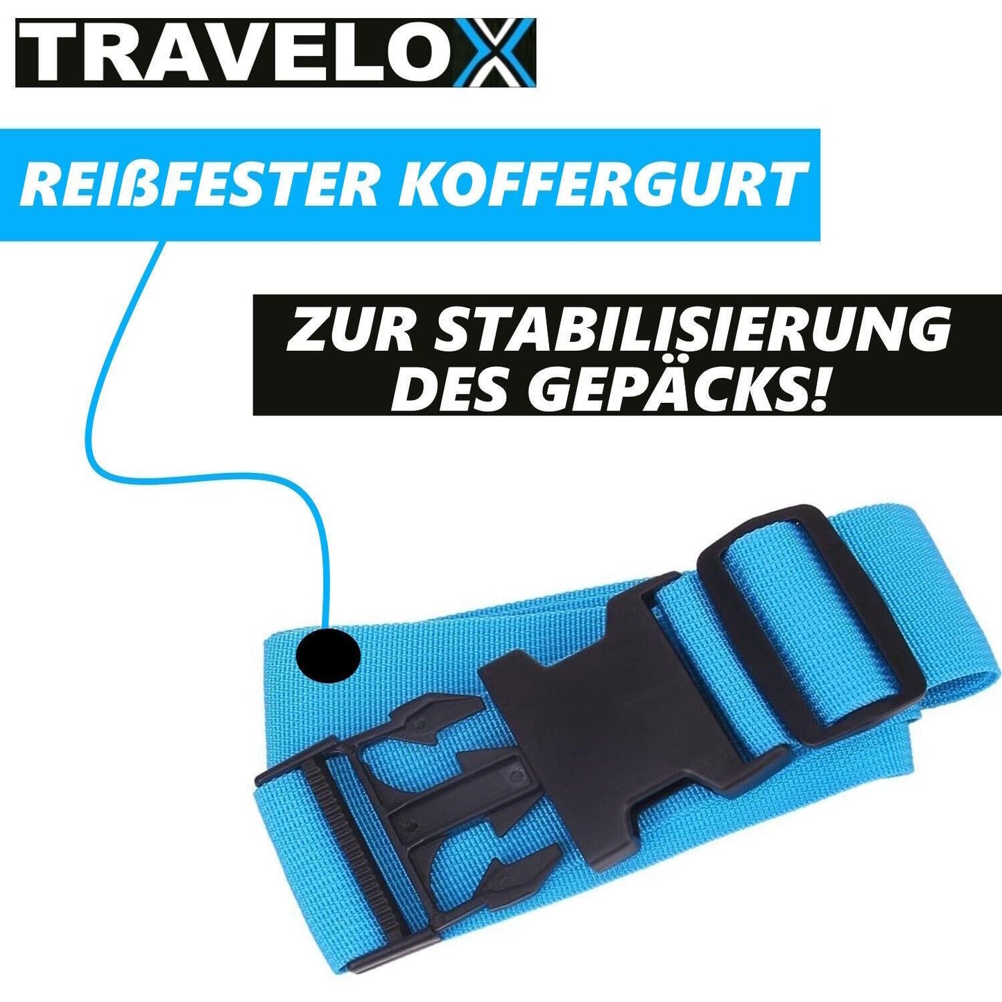 TRAVELOX Koffergurt Gepäckgurt Kofferanhänger Gepäckschloss Gepäckanhänger Blau