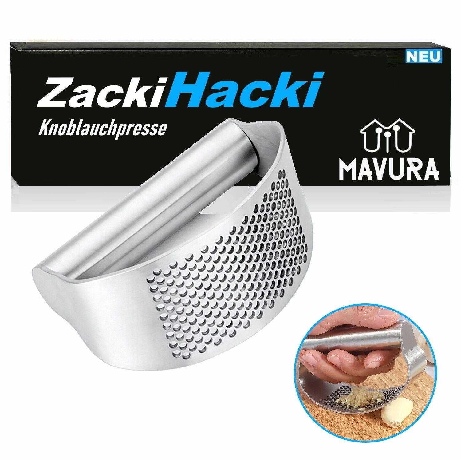 ZackiHacki Knoblauchpresse Edelstahl Knoblauchschneider Ingwer Knoblauch Crusher