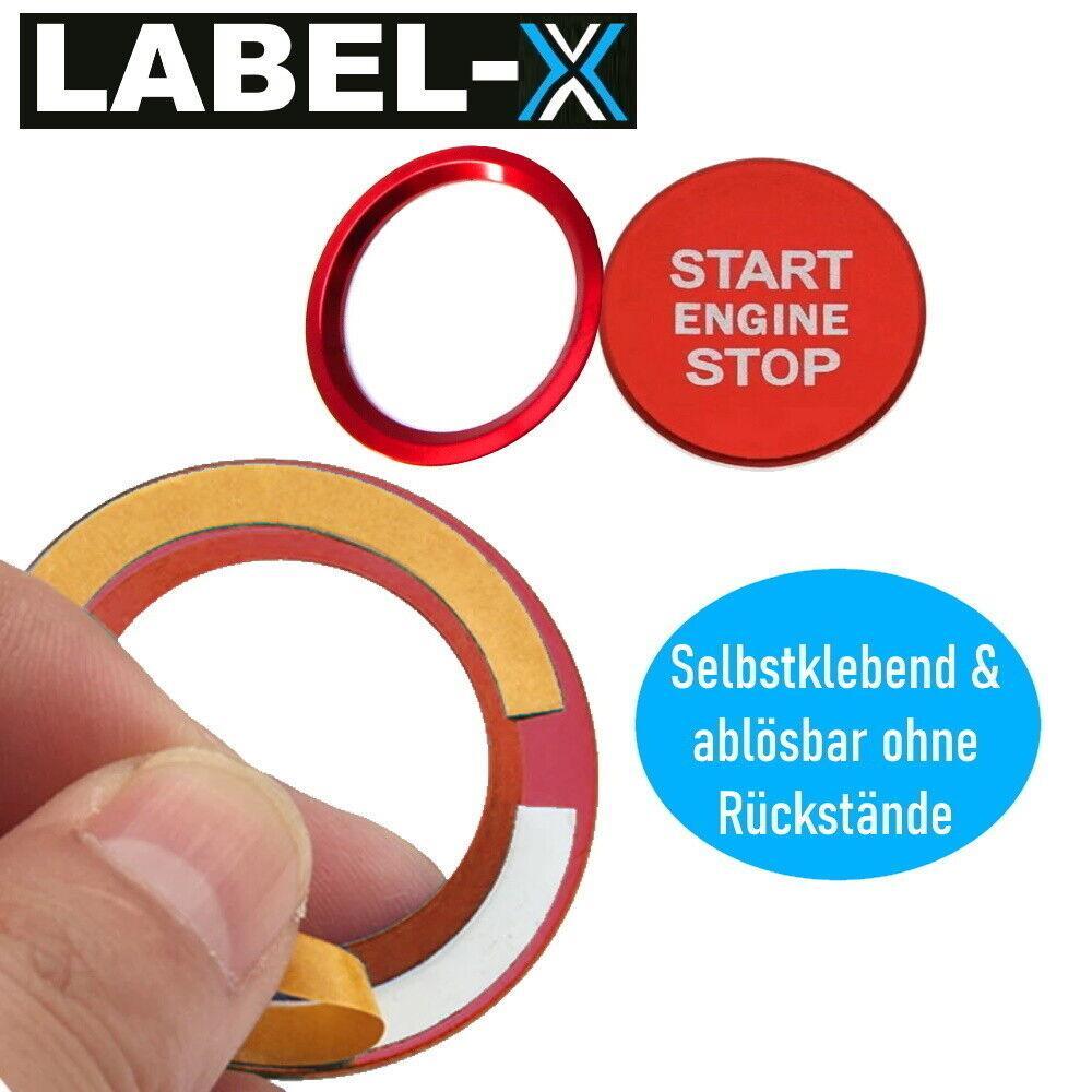 LABEL-X Start Stop Ring Druckknopf in Rot Passend für Audi A4 A5 A6 A7 Q3 Q5 etc