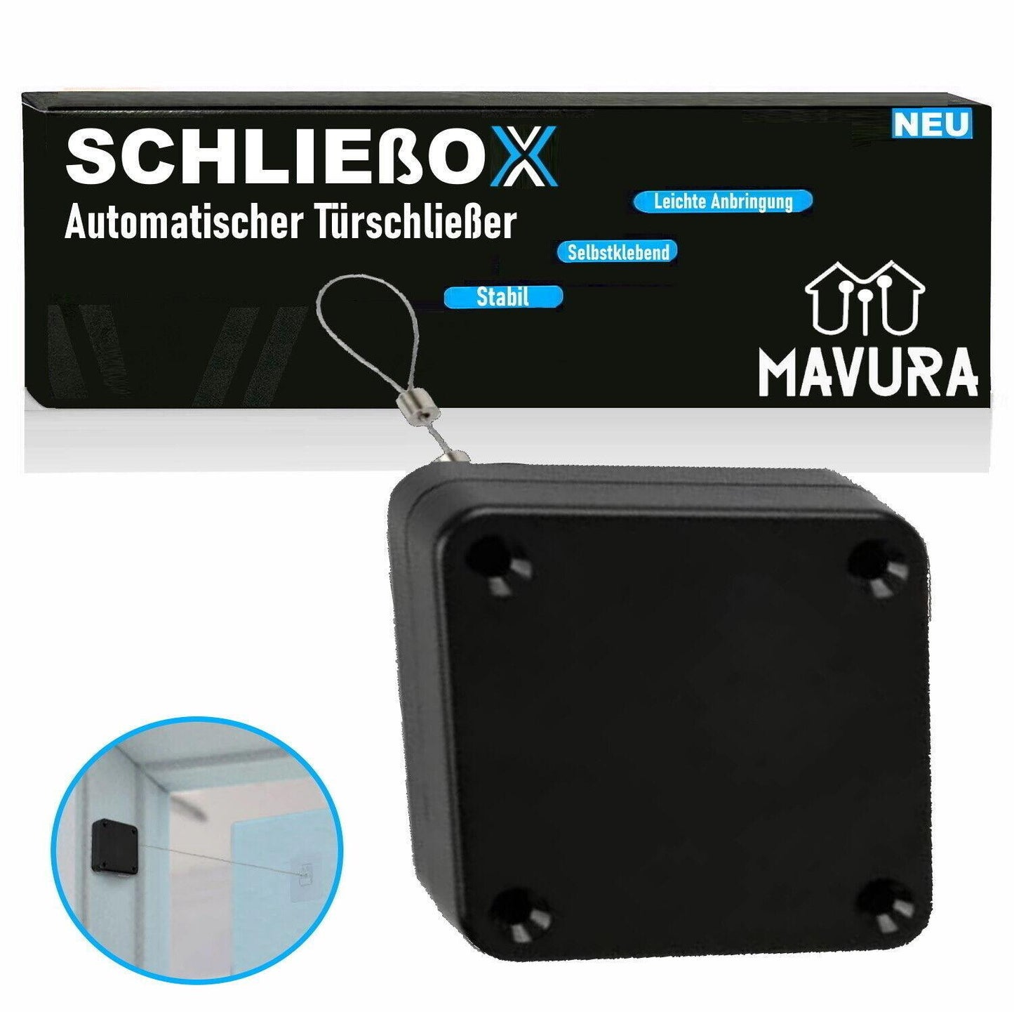 SCHLIEßOX automatischer Türschließer Mini Türzieher Selbstzug innen außen