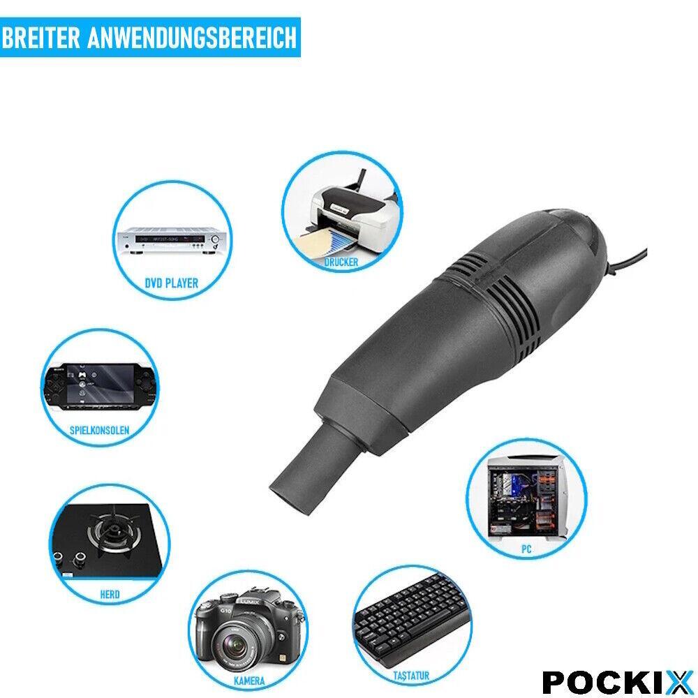 POCKIX Mini Staubsauger USB Schreibtisch Tastatur Computer m. Licht & 2 Aufsätze