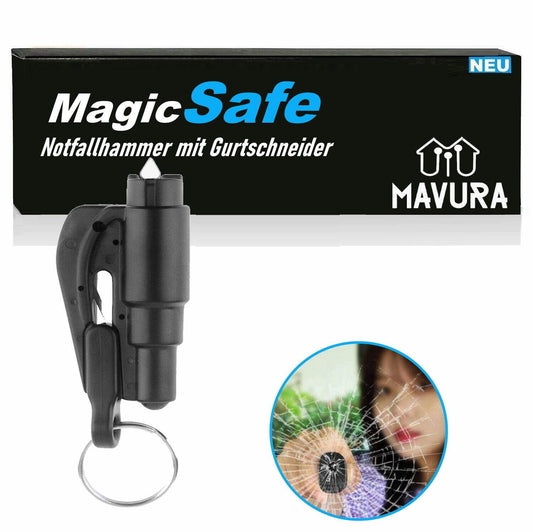 MagicSafe Notfallhammer Rettungswerkzeug mit Gurtschneider Glashammer Autohammer