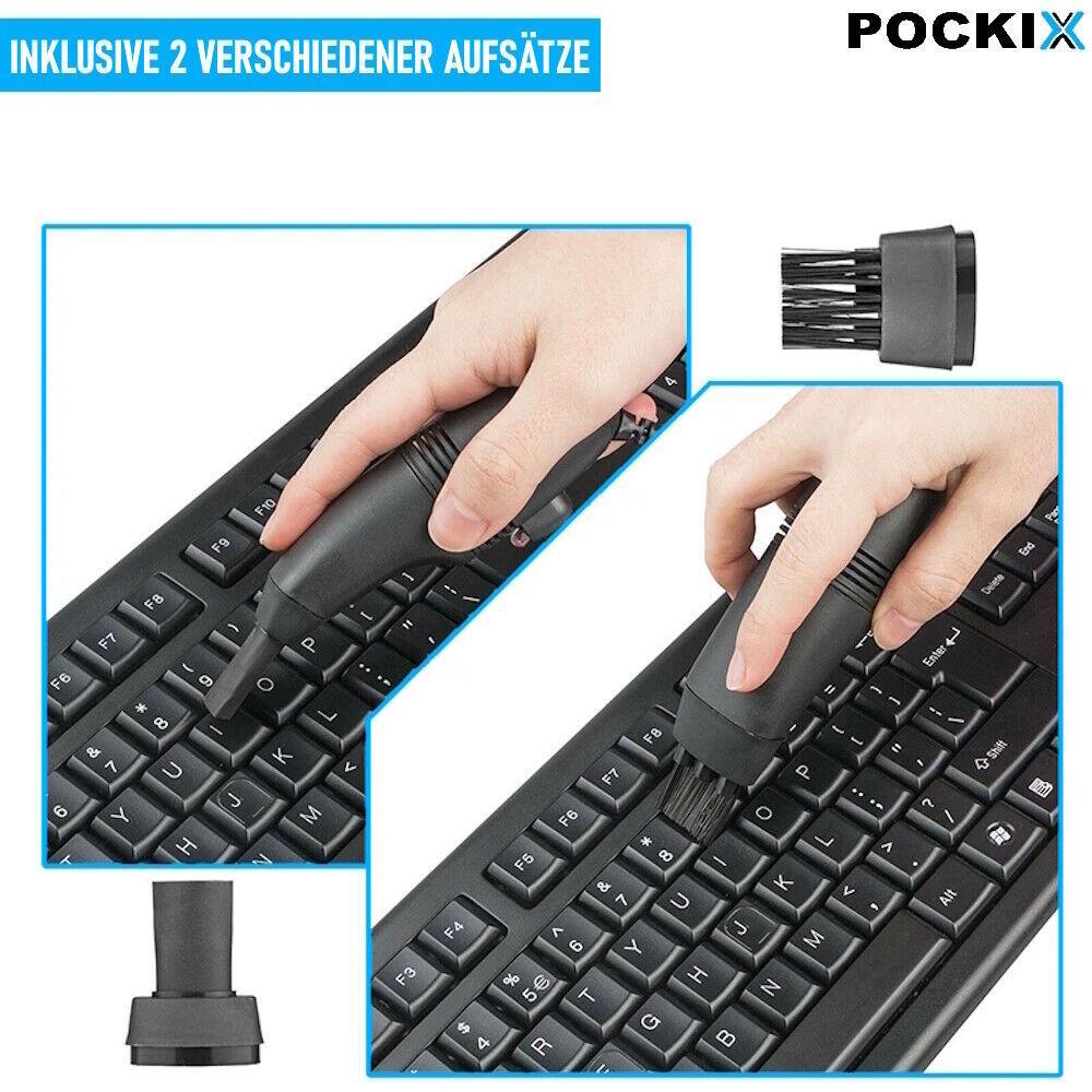 POCKIX Mini Staubsauger USB Schreibtisch Tastatur Computer m. Licht & 2 Aufsätze