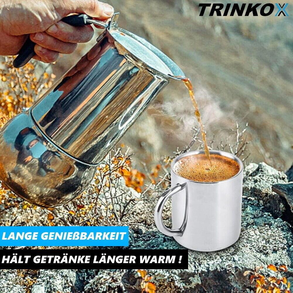 TRINKOX Edelstahl Camping Becher Trinkbecher Kaffee Tasse Mini Outdoor Kochtopf