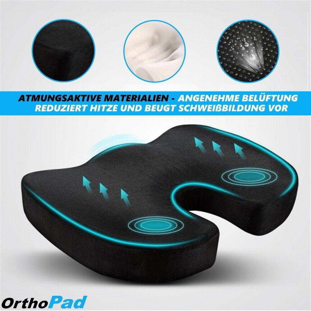 OrthoPad Sitzkissen Orthopädisches Steißbeinkissen Stuhlkissen Sitzerhöhung Foam