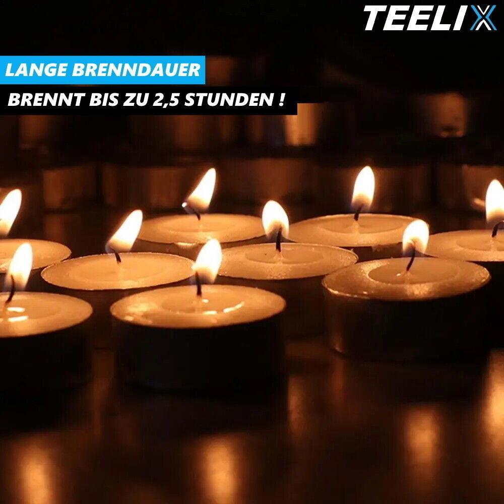 TEELIX Teelichter Kerzen Set Teekerzen Teelichtofen Alubecher unparfümiert 50er