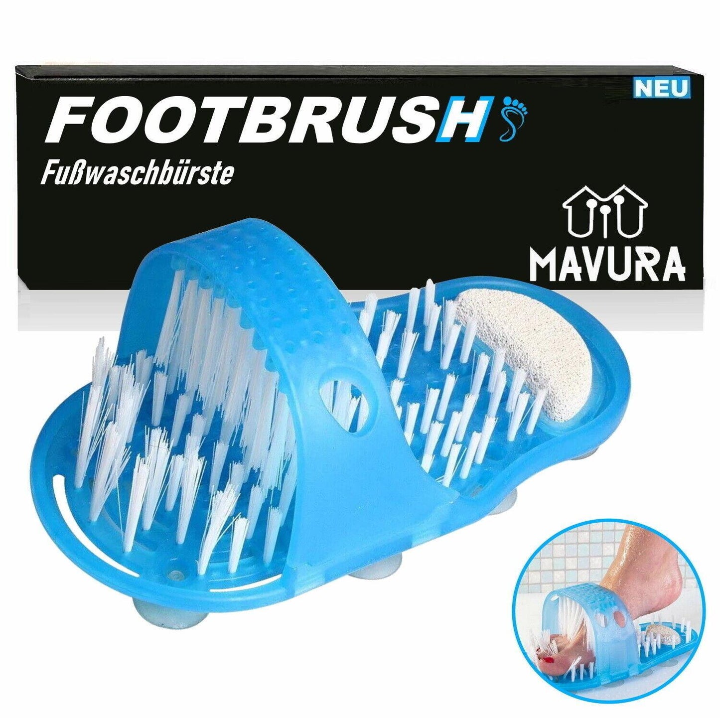 FOOTBRUSH Fußwaschbürste Dusch-Fußbürste Peeling Massage Fuß Reinigung Bimsstein