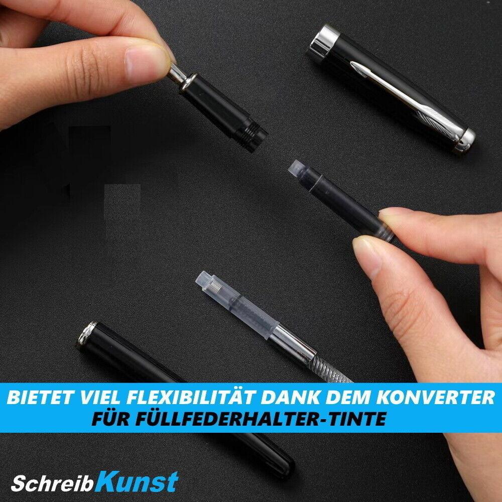 SCHREIBKUNST Edler Füllfederhalter Füller Füllhalter Luxus mit silbernder Feder