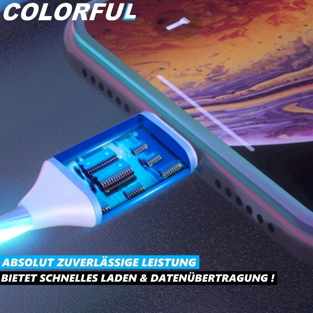 COLORFUL USB LED Ladekabel / Datenkabel Leuchtkabel für Apple Iphone Ipad 1m