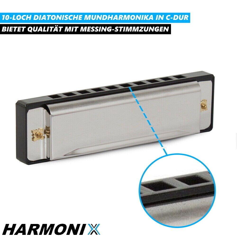 HARMONIX Hochwertige Metall C-Dur Mundharmonica Mundharmonika 10Loch diatonisch