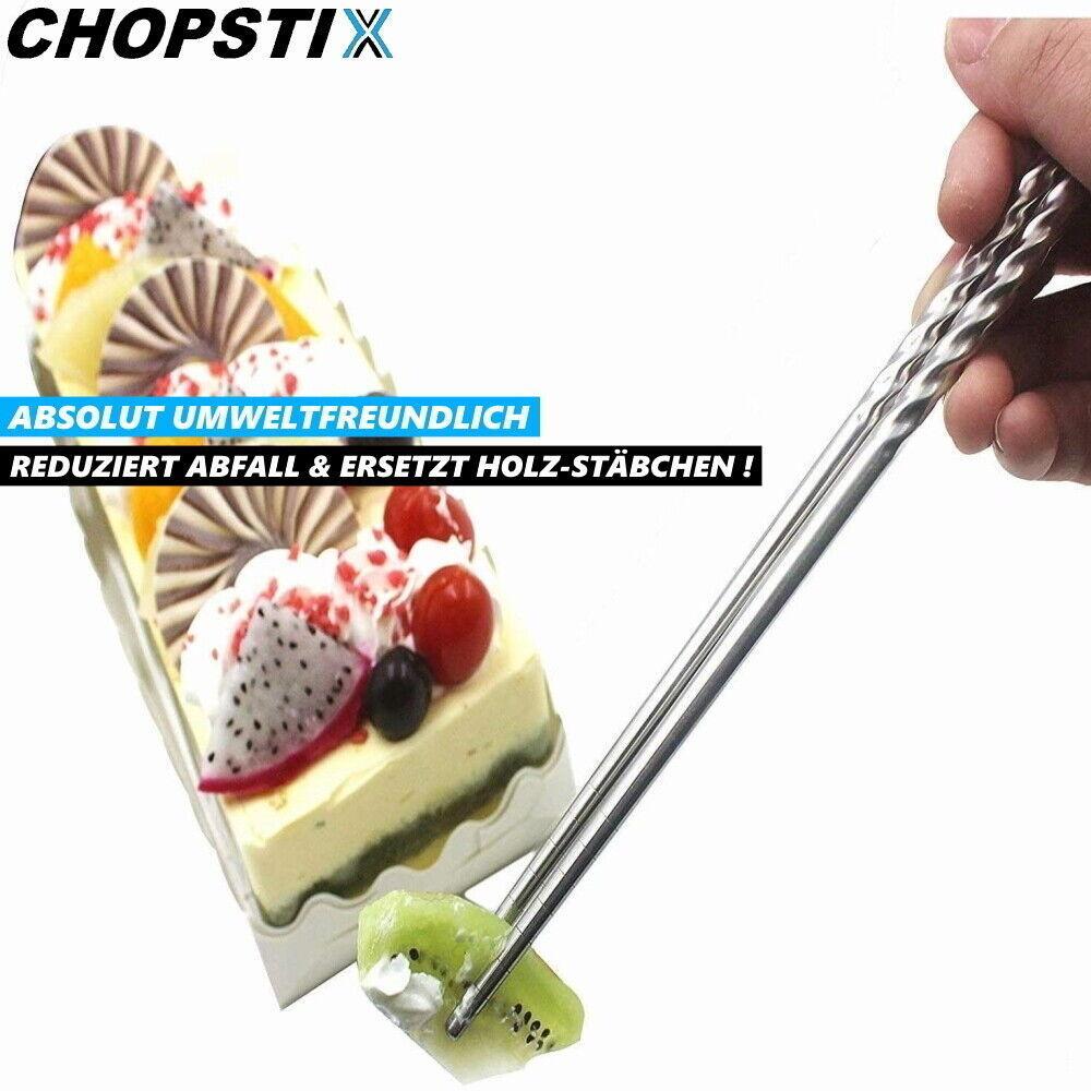 CHOPSTIX Essstäbchen Chopsticks Chinesische Japanische Edelstahl Stäbchen 4paar