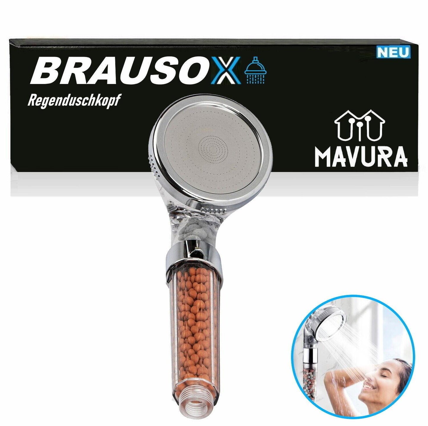 BRAUSOX Handbrause Duschbrause Wasserspar Duschkopf Ionic Mineral Filter Brause