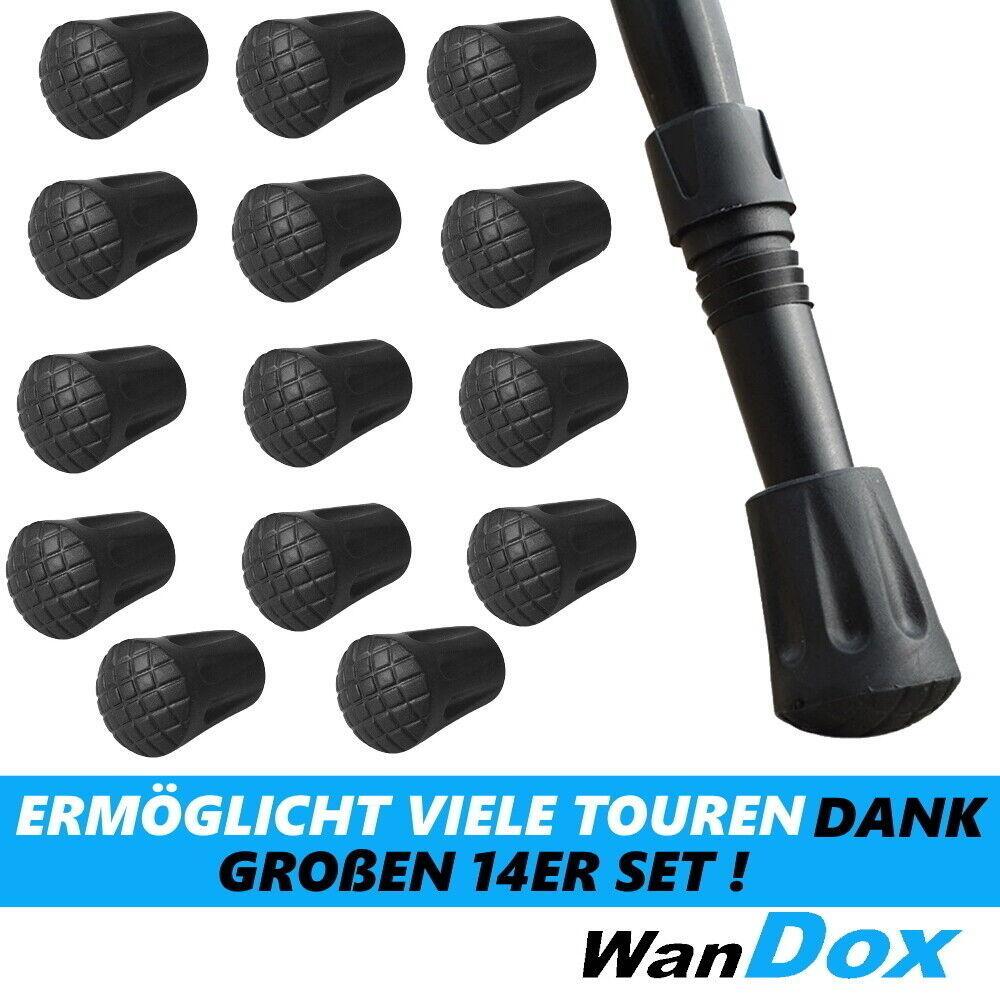 WanDox Wanderstöcke Asphalt Aufsätze [14x] Nordic Walking Gummipuffer Trekking