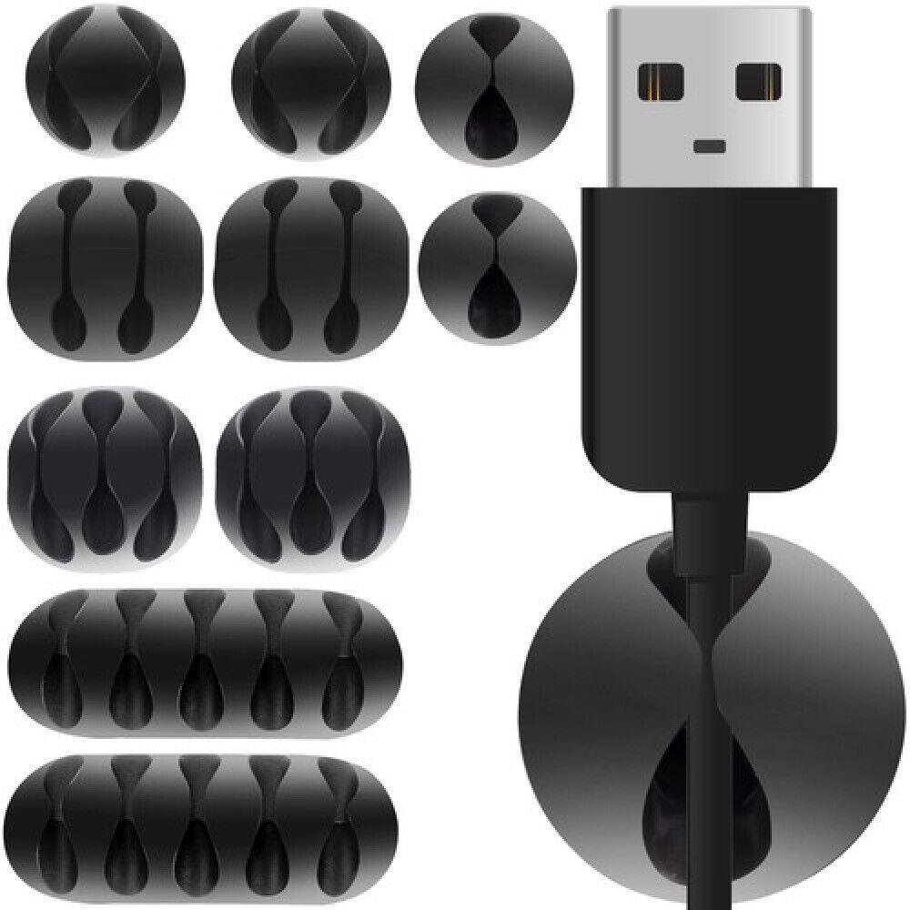 CableFix Kabelführung Kabelclips Kabelhalter selbstklebend schwarz [10er Set]