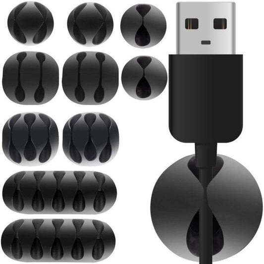 CableFix Kabelführung Kabelclips Kabelhalter selbstklebend schwarz [10er Set]