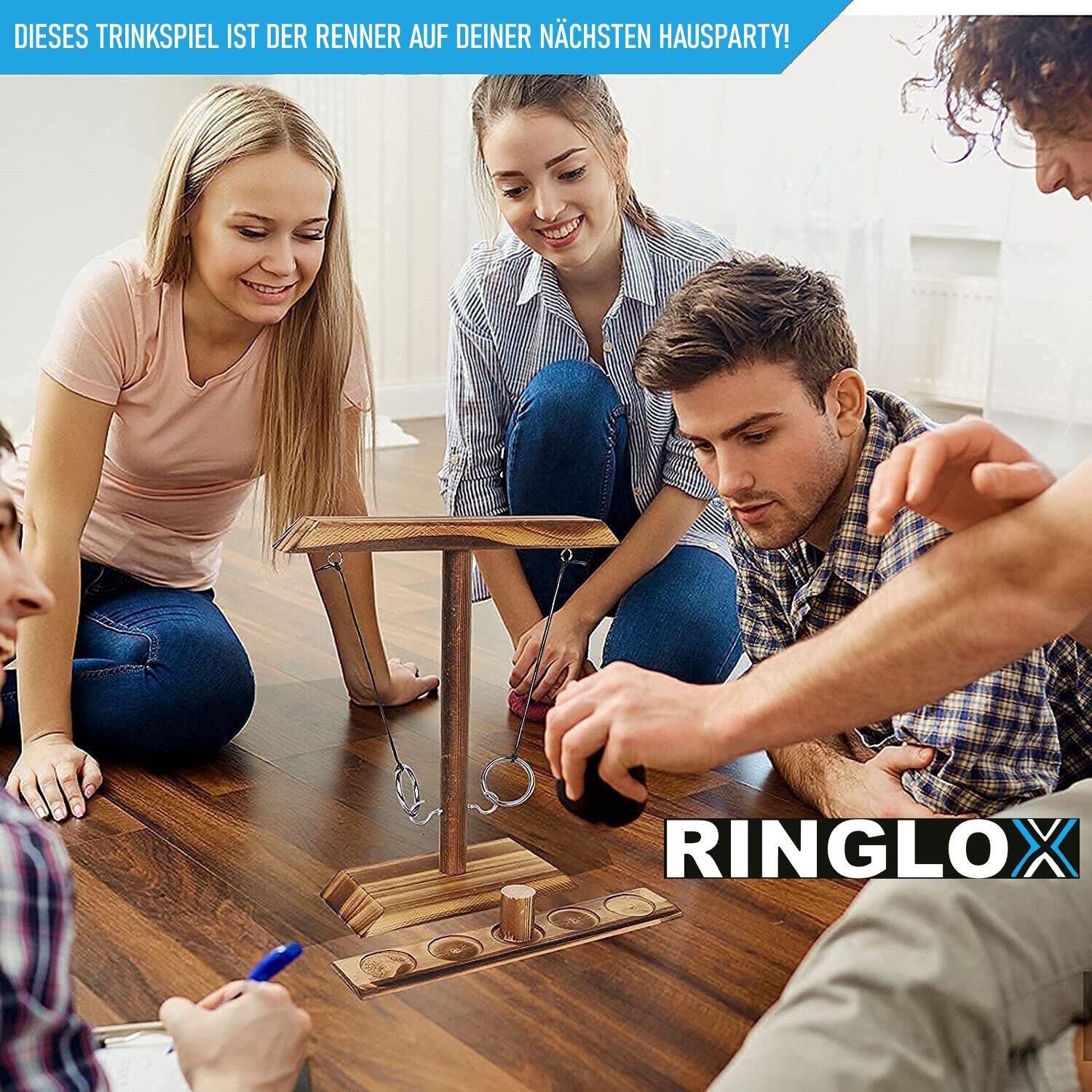 RINGLOX Trinkspiel aus Holz Partyspiel Saufspiel Ring Toss Haken Party Wurfspiel
