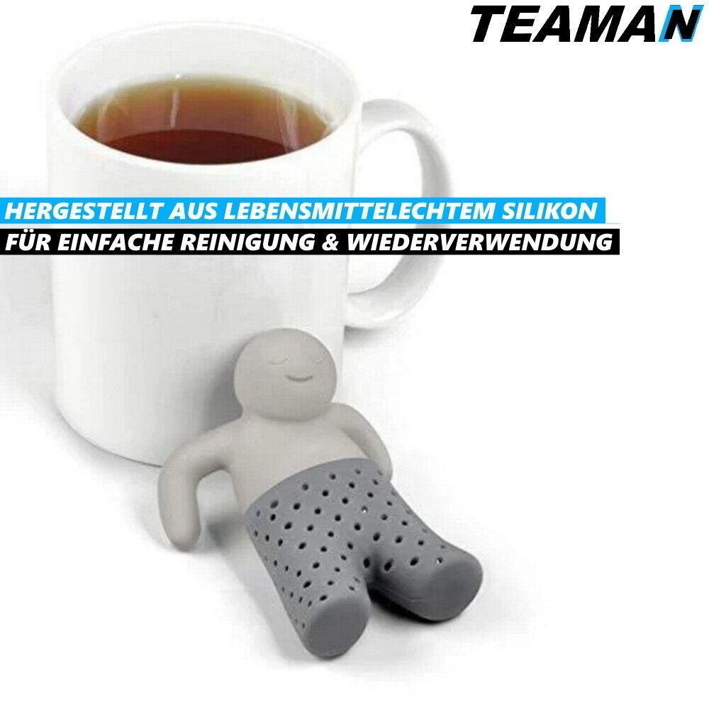 TEAMAN Teesieb Teeei Silikon Teefilter Teemännchen Teekugel Teenetz grau