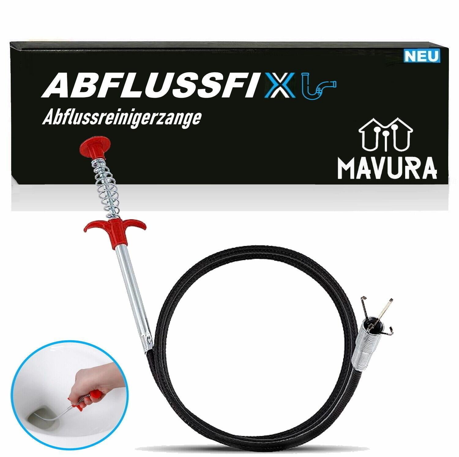 ABFLUSSFIX Abflussreiniger Kralle Zange Abflussspirale Rohrreinigungswelle
