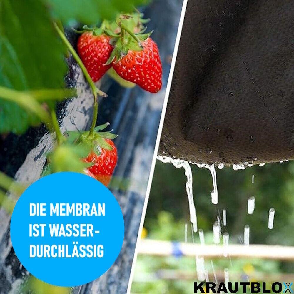 KRAUTBLOX Unkrautvlies Unkrautbarriere Unkrautschutz Gartenvlies Bodengewebe 10m