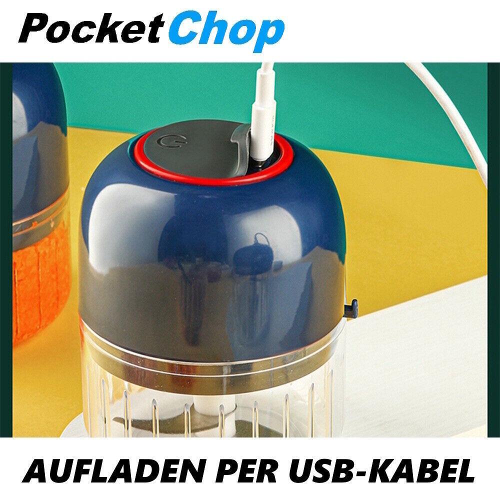 POCKETCHOP Elektrischer Mini Zerkleinerer Akku Multi-Zerkleinerer USB Chopper
