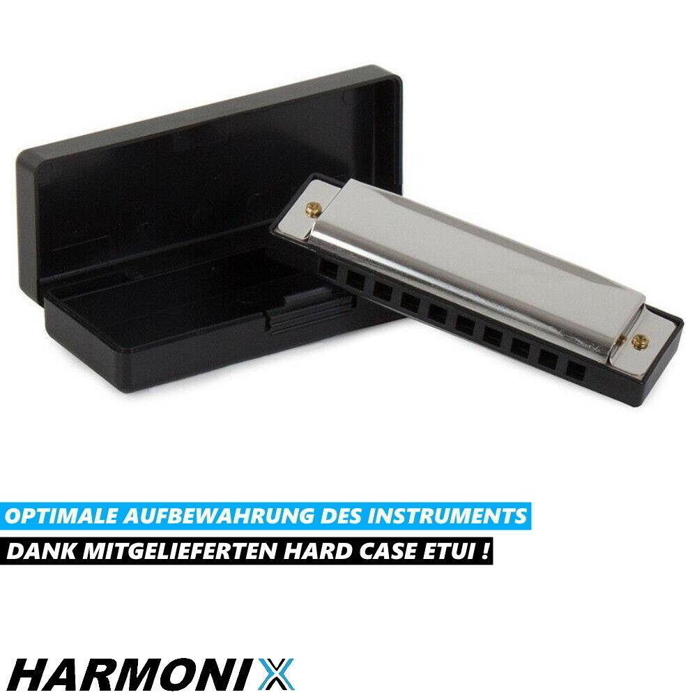 HARMONIX Hochwertige Metall C-Dur Mundharmonica Mundharmonika 10Loch diatonisch