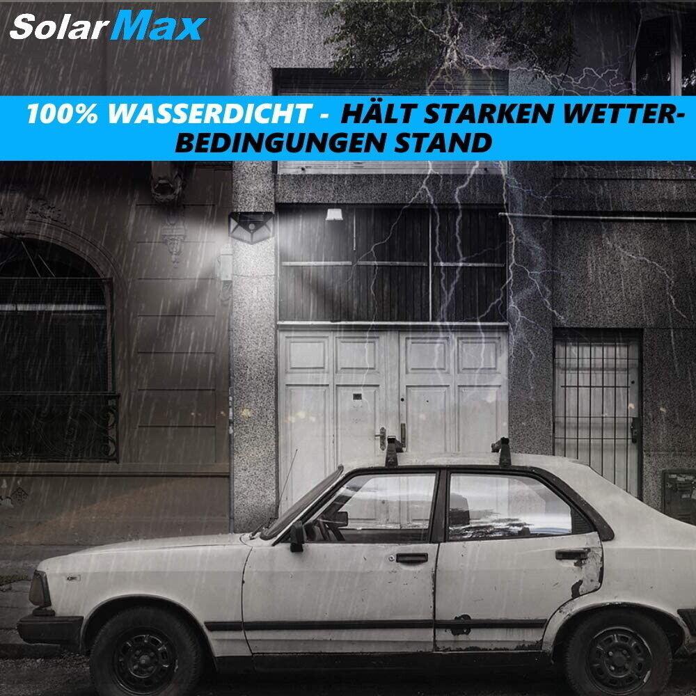 SolarMAX LED Solar Wandlampe Bewegungsmelder Solarlampe für Außen 270° 308 LED
