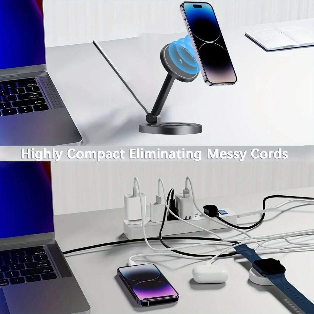 2in1 MagSafe Ladegerät Ständer für iPhone 16–12 Watch DE.