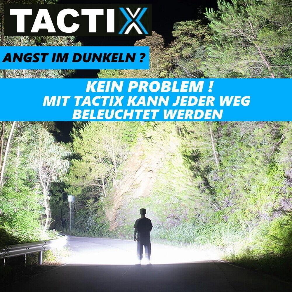 TACTIX LED taktische Taschenlampe schwarz Zoomfunktion 5 Lichtmodi 40x Heller