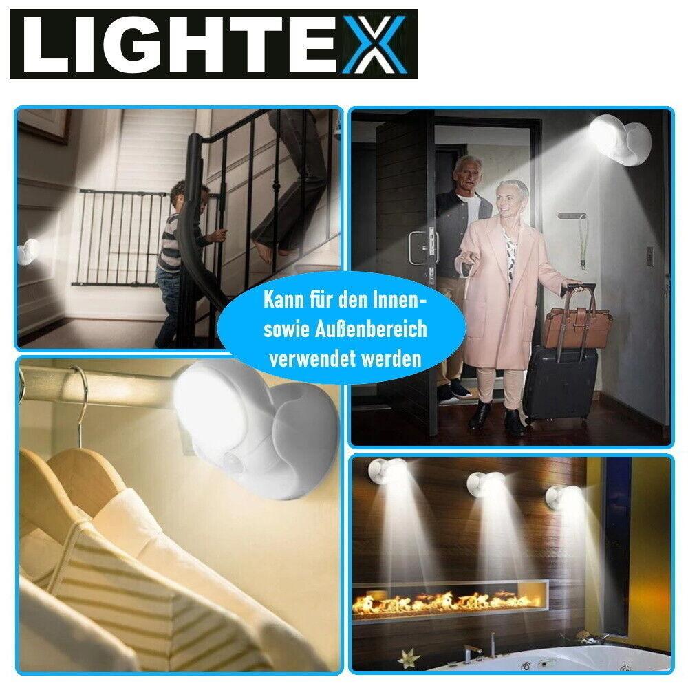 LIGHTEX LED Wandlampe Wandleuchte mit Bewegungsmelder Batterie Innen Außen