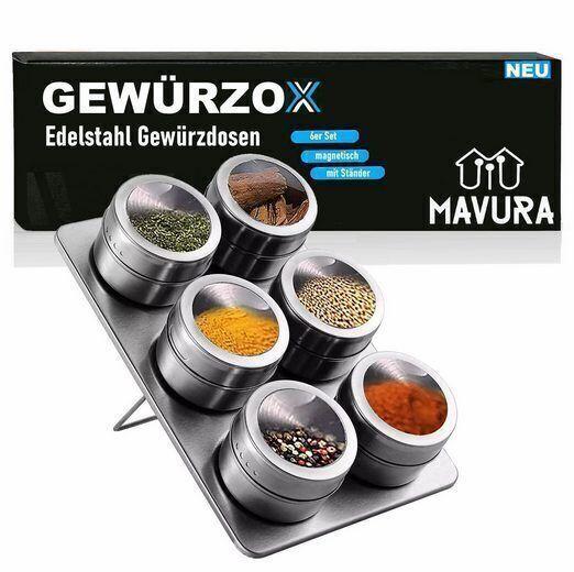 GEWÜRZOX Gewürzdosen Gewürzstreuer Gewürzregal Edelstahl Gewürzgläser magnetisch