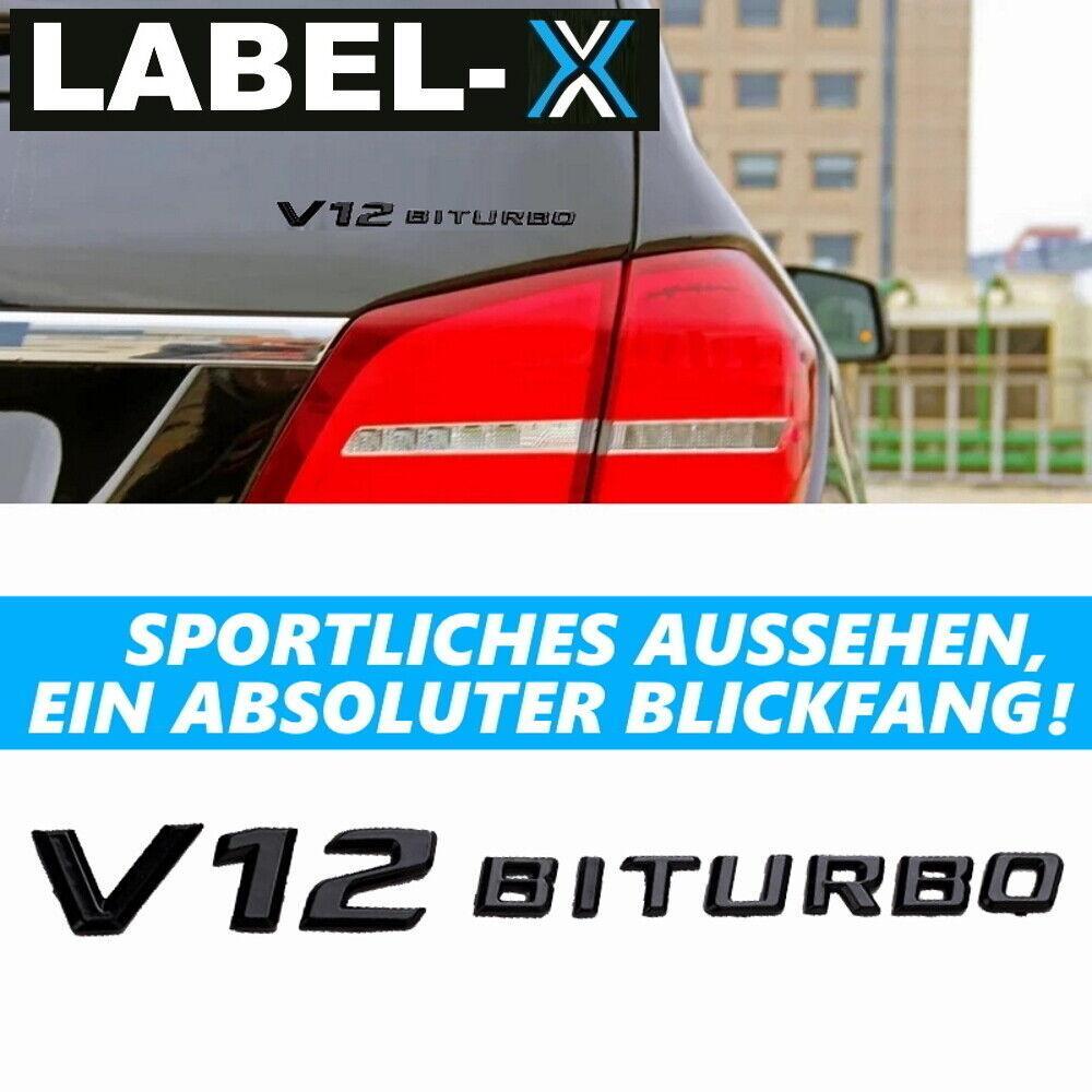 LABEL-X V12 Biturbo Schwarz Schriftzug Emblem Logo für AMG G65 S65 SL65 CL65 etc