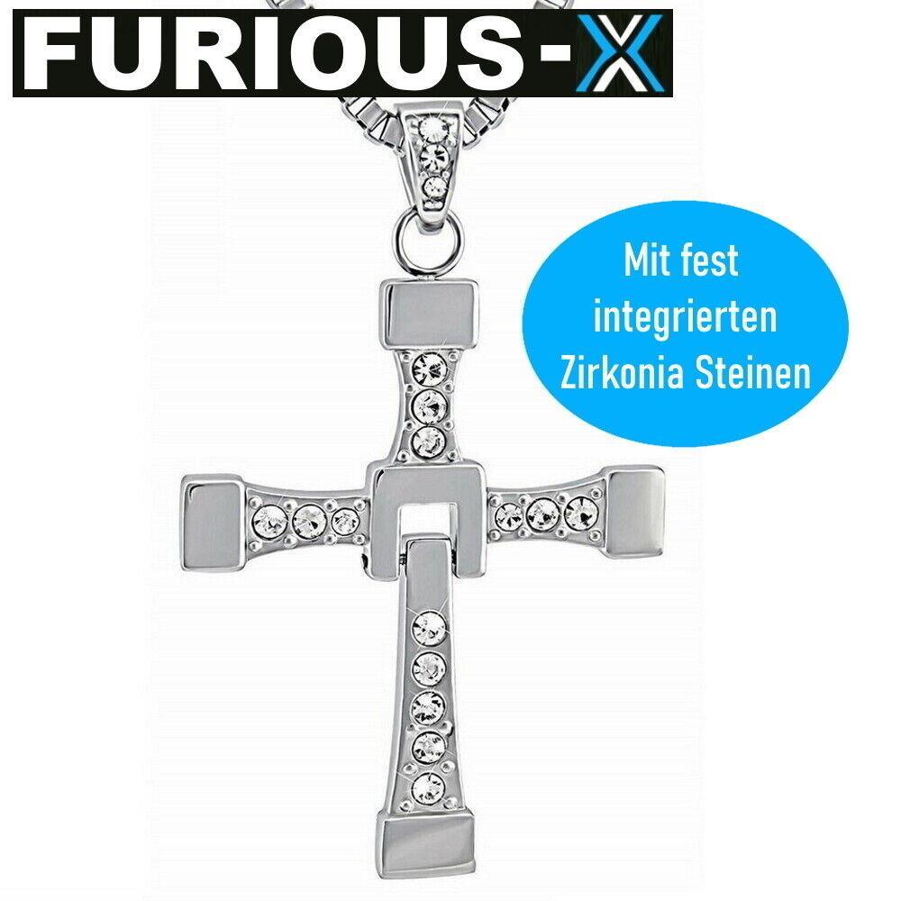 FURIOUS-X Fast Furious Vin Diesel Dominic Toretto Kreuz Hals Kette EDELSTAHL