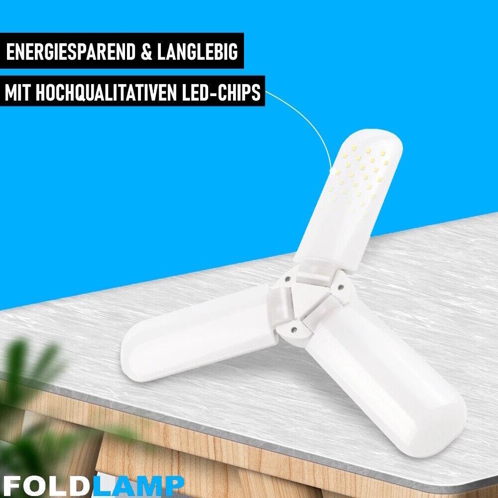 FOLDLAMP Garagenlampe Arbeitslicht faltbare Lampe LED Glühbirne Werkstatt E27