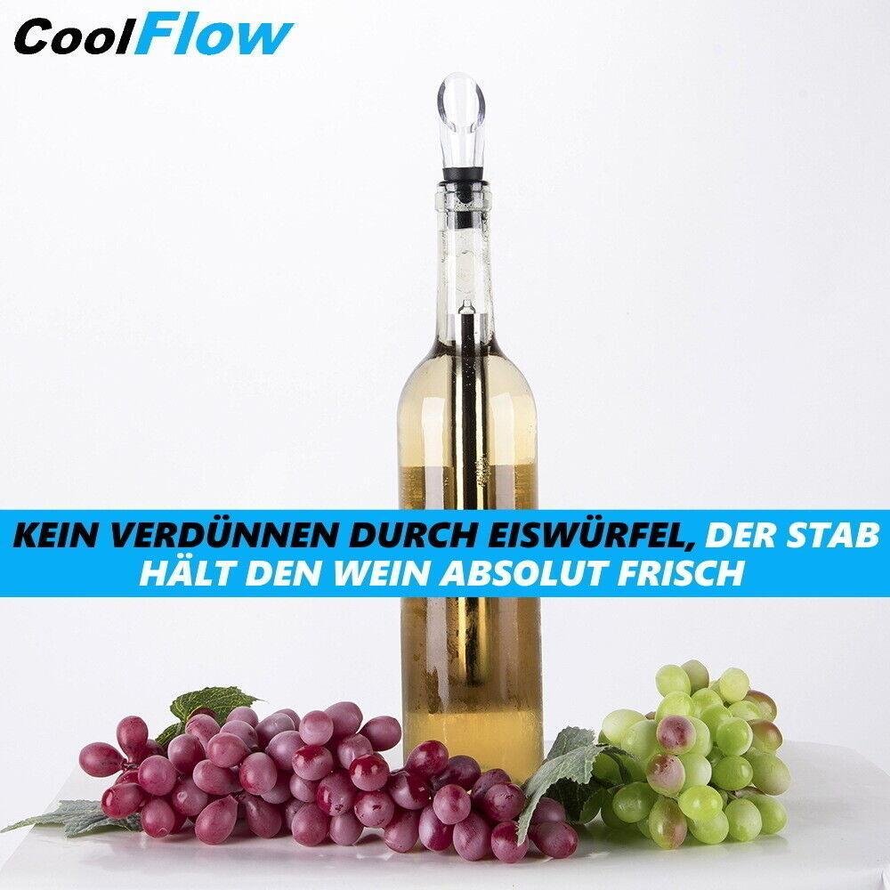 COOLFLOW Weinkühlstab mit Ausgießer Edelstahl Dekanter Flaschenkühler Weinkühler