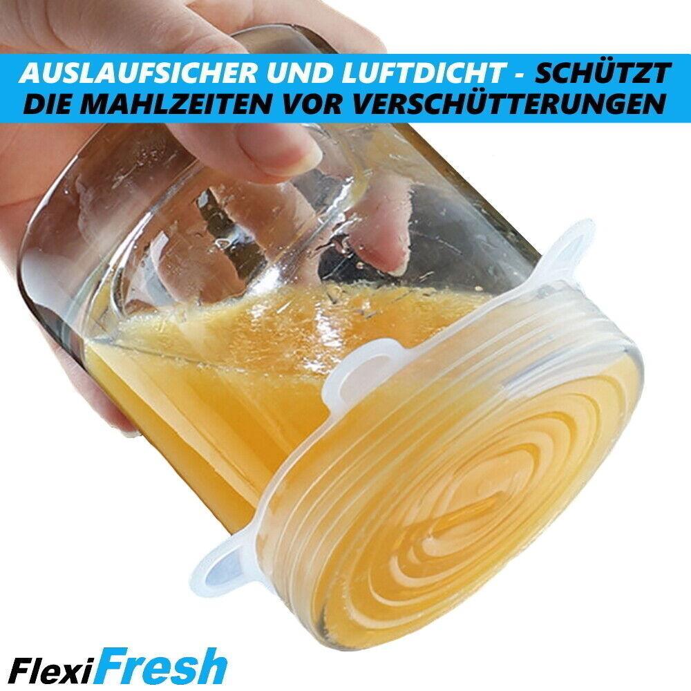 FlexiFresh Silikon Deckel Frischhalte Universal dehnbar Wiederverwendbar 6er Set