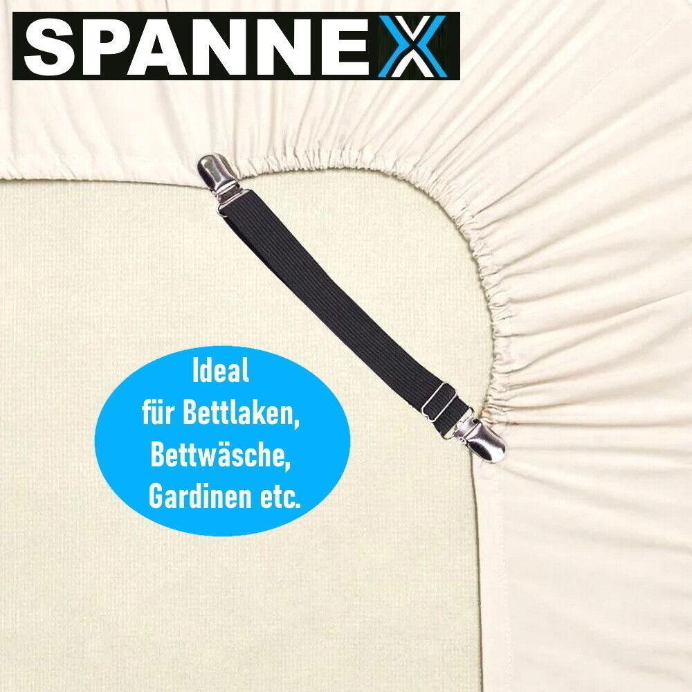 SPANNEX verstellbare Bettlakenspanner Betttuchspanner Lakenspanner bis200cm 8er