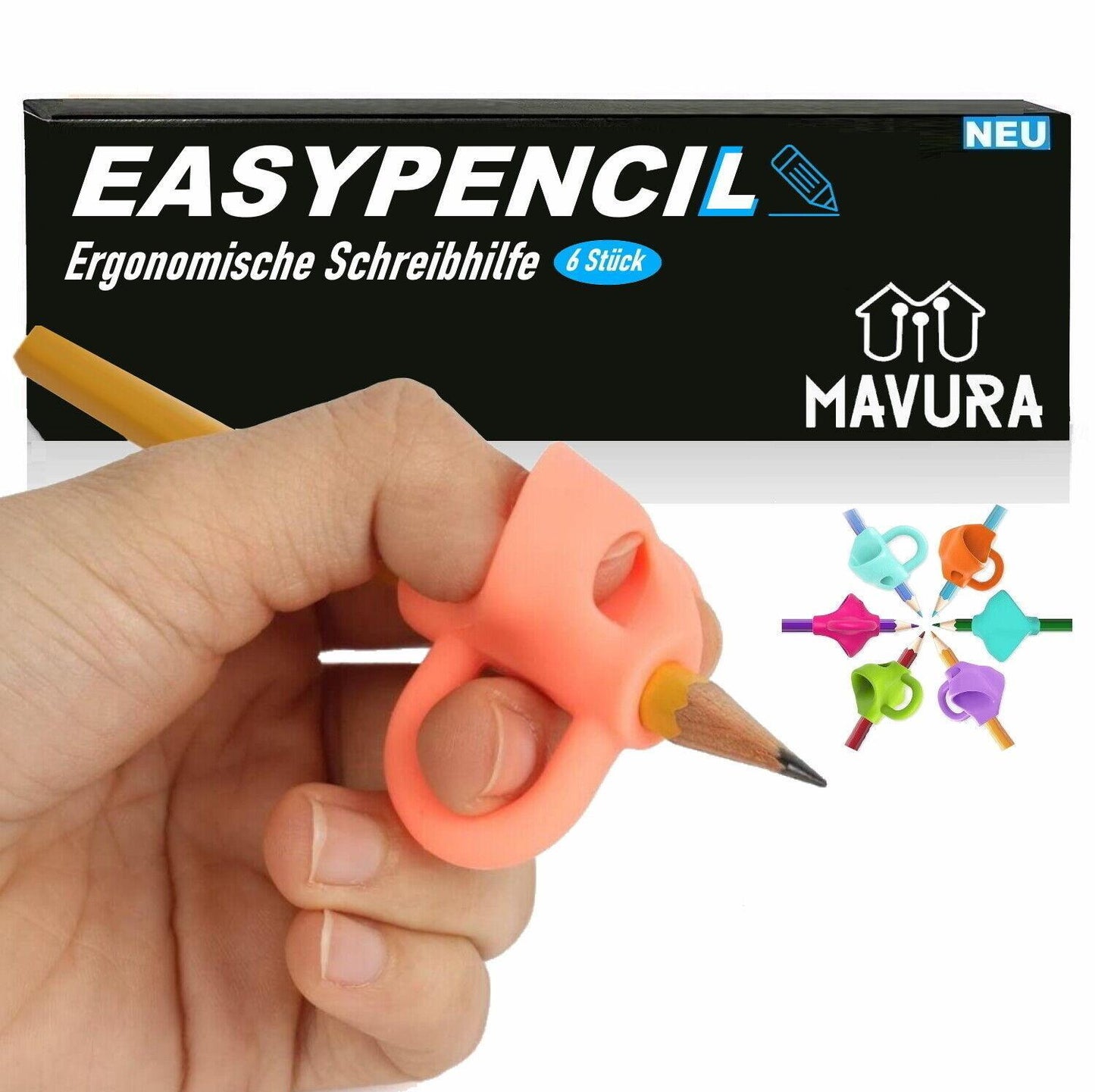 EASYPENCIL Ergonomische Bleistift Schreibhilfe Set Kinder Rechts &Linkshänder