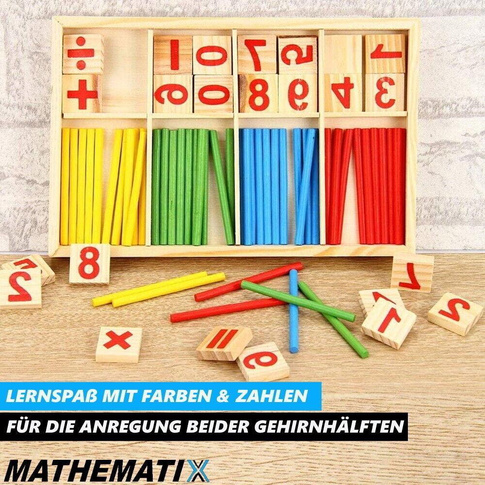 MATHEMATIX Rechenstäbchen Holz Zählstäbchen mathematisches Zahlenlernspielzeug