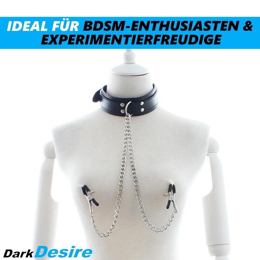 DarkDesire BDSM Fetisch Nippel Klemmen mit Halsband Einstellbare Brustklemmen