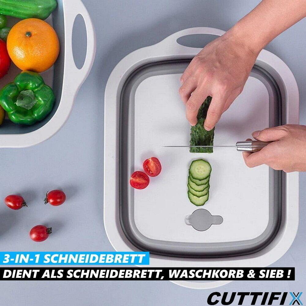 CUTTIFIX Schneidebrett Multifunktionales Faltbares Sieb Gemüse Korb Faltschüssel